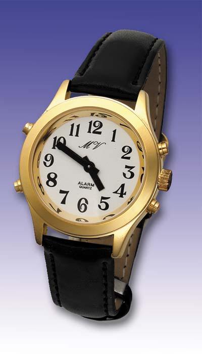 Sprechende  Armbanduhr  in gold- oder silberfarben, mit Lederband  oder Metallzugband fr Damen und Herren ab 64,10EUR
